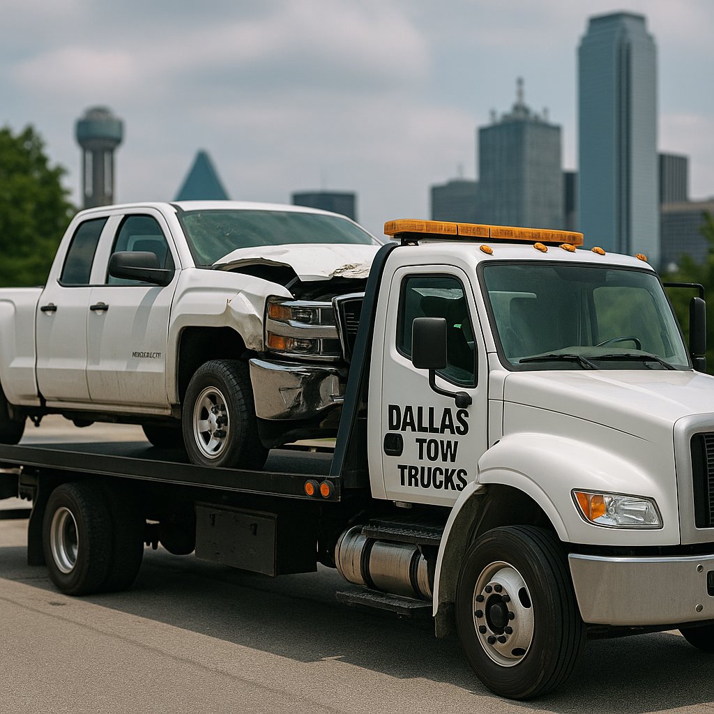 Dallas towing service truck ready to provide emergency roadside assistance and towing throughout the DFW area